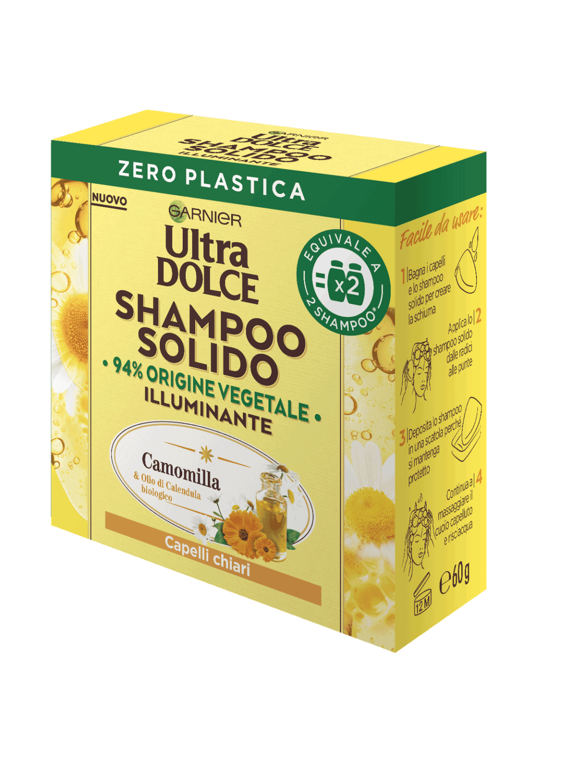 Garnier Ultra Dolce Shampoo Solido Illuminante alla Camomilla Riccionario
